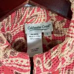 Coldwater Creek  Red Paisley Zip Jacket Cotton Boho Floral Textured Women's L Photo 1