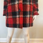 Wishful Thinking  Plaid Red and Black Women's Shearling Coat Photo 1