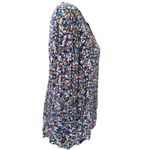 J.Jill Blouse Shirred Navy Floral Print Elliptical Hem Embroidered Boho Top LP Photo 3