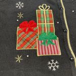 Holiday Time Vintage  Christmas Sweater Vest Gifts Presents Bulbs Size XL Black Photo 3