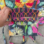 Vera Bradley Jazzy Blooms Purse Handbag Leather Handle Kiss Lock Closure Wallet Photo 10