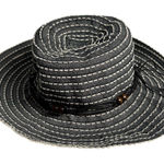 REI Black White Striped Sun Hat Beaded Accent Packable Summer Beach Photo 0