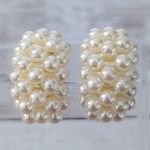 Vintage Clip On Earrings Extra Large Faux Pearl Statement Chunky Photo 0