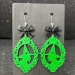 Handmade The Emerald Spell Earrings with Black Bows Photo 0