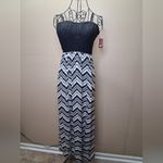 No Boundaries  Black and White Strapless Chevron Dress Photo 1