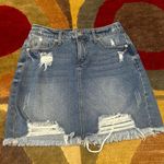 Wild Fable Light Wash Denim Jean Mini Skirt Distressed Frayed Junior’s Size 2 Photo 0