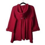 Fenn Wright Manson Womens Wool Jacket Size S Red Wool Knit Button Front Hooded Photo 1