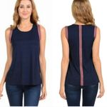 W5  ANTHROPOLOGIE ANTHRO Black White Boho Aztec Embroidered Trim Sleeveless Top M Photo 2