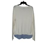 Talbots Women's Sweatshirt Crewneck Ribbed Knit Striped Faux Layer Ivory Large Photo 6