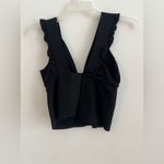 ZARA Black Ruffle Strap V-Neck Crop Top Women’s Size M NWOT Photo 3