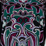 East 5th  Shirt Women XL Black Purple Geometric Blouse Artsy Bohemian Art to Wear Photo 5