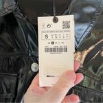 ZARA Black Faux Leather Mini Button Down Shirt Dress “The Raeh” Size Small NWT Photo 6