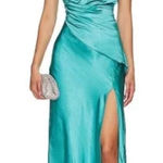 Elliatt  Junia Sleeveless Maxi Gown in Aquamarine Blue Satin Photo 0