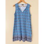 Tommy Bahama Tika Tiles Swim Dress Cover Women's M Blue Split Neck Coastal Beach Photo 4