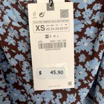 ZARA NWT  Draped Floral Print Skirt Brown Blue Photo 12