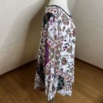 Calvin Klein  Blouse Womens 2X White Floral Multicolor Black Faux Leather Trim Photo 6