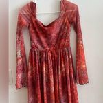 Cider  Red Paisley Long Sleeve Mini Dress – Boho Western Style, Size XS Photo 2