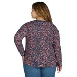 Terra & Sky Terra Sky Plus Sz 4X Top 28W 30W Thermal Waffle Knit Navy Purple Floral 1473 Photo 1