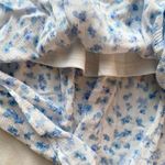 white and blue gauze floral daisy long skirt Size M Photo 4