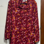 Joan Rivers  burgundy floral button down shirt size 2X Photo 0