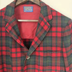 Pendleton Vintage 60 70s  Wool Plaid Hunting Shirt Jacket Medium Blazer Red Black Photo 2