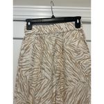 Nicole Miller Animal Print Linen Pull On Pants Elastic Waist Pockets Size XS Tan Photo 3