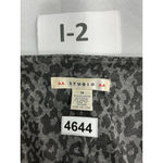 Womans Studio AA Midi Wrap Dress 14 Gray Black Animal Print Cap Sleeve V Neck Photo 2