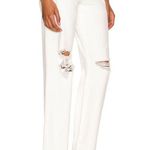 Lovers + Friends White Straight Jeans SIZE 31 Rigid Busted Knee High Rise $158 Photo 1