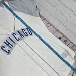 Majestic Chicago Cubs Fan Fashion Short Sleeve Button Down Sewn Jersey White L Photo 9