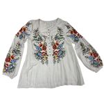 Sundance VTG 1990s–2000s  White Embroidered Modal Peasant Blouse M Photo 2