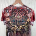 Unity World Wear Red Printed Stretchy Top Square Neck Short Sleeve Size XL Fairy Photo 7