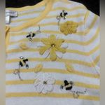 Christopher & Banks  Butter Yellow White Striped Cardigan Bees mature church Photo 6