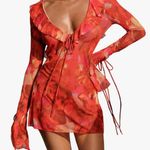 Red Sheer Cover Up Size M Photo 0