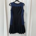 AQUA Color-block Drop Waist Pleated Women’s Dress Size 8 Black and Blue NWT Photo 1