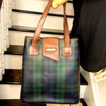 Ralph Lauren Black Watch Coated Canvas Leather Shopper Tote Shoulder Bag Vintage Photo 1