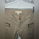 Micheal Kors Khaki Pants Five Pocket Zipper Ankle Gold Button Size 0 Tan Photo 5