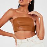 Missguided Brown Faux Leather Bandeau Photo 0