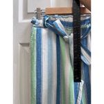 Indigo Rein Linen Blend Striped Side Slit Waist Tie Wide Leg Pant Small Resort Photo 7