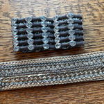 Vintage pair of cuffs: gold buckle and silver stretch Photo 0