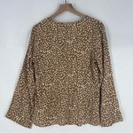 Maurice's Brown & White Speckled Dot Print Flare Sleeve Tie Front V-Neck Blouse S Photo 9
