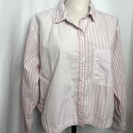 American Eagle  Outfitters Pink Striped Clubhouse Cropped Button Down Shirt M Photo 4
