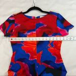 Amanda Uprichard Red & Blue Scuba Material Short Sleeve Dress Photo 4