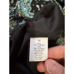 Roz & Ali  Paisley Blouse Women Size Medium Teal Black Lined Top Long Sleeve City Photo 8