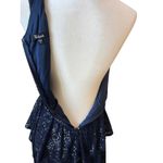 Trixxi  Sequined One-Shoulder Tiered Navy Mini Dress Junior Size S Glam Dance Photo 4