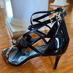 Michael Kors MICHAEL Eva Black Cross Strap and Leopard Leather Heeled Sandals Photo 4