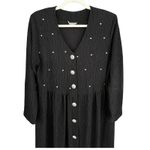 80s Vintage Maxima U.S.A. Black Maxi Dress Long Sleeve Button Pearl Details Black Size undefined Photo 3