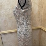 Eliza J . One-Shoulder with cutouts Maxi Sequins Gown Dress Prom Champagne Sz 8 Photo 6