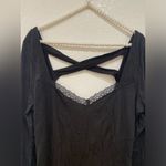 Anthropologie  knit fit flare black mini dress size M Photo 5