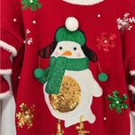 it's our time Christmas Penguin Ugly Sweater 3D Ornaments Cute Red Holidays Snow Photo 7