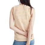 Madewell Yellow & White Stripe Cotton Whisper Pocket Tank Top ~ Women's SMALL Photo 1
